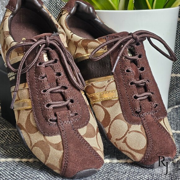 Coach Remonna Canvas & Suede Signature C Logo Sneakers - Picture 2 of 11